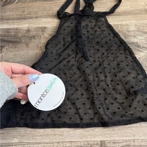 Montce Black Sheer polka dot halter  Top